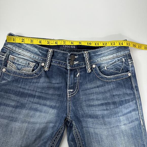 Vigoss Jeans Womens 5 The New York Capri Embroidered Pocket Distressed Denim - Picture 12 of 16